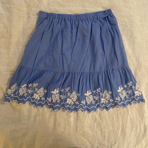 J. Crew Blue and White Ruffled Embroidered Skirt - Picture 4 of 4